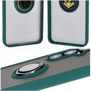Kup Etui z uchwytem na palec Bizon Case Hybrid Ring do Samsung Galaxy S24 FE przydymione z ciemnozieloną ramką - BIZ6554 - {ean13} - Sklep Home Screen