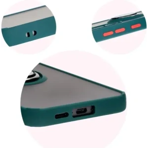 Kup Etui z uchwytem na palec Bizon Case Hybrid Ring do Samsung Galaxy S24 FE przydymione z ciemnozieloną ramką - BIZ6554 - {ean13} - Sklep Home Screen