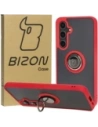 Etui s úchytem na prst Bizon Case Hybrid Ring pro Samsung Galaxy S24 FE kouřové s červeným rámečkem