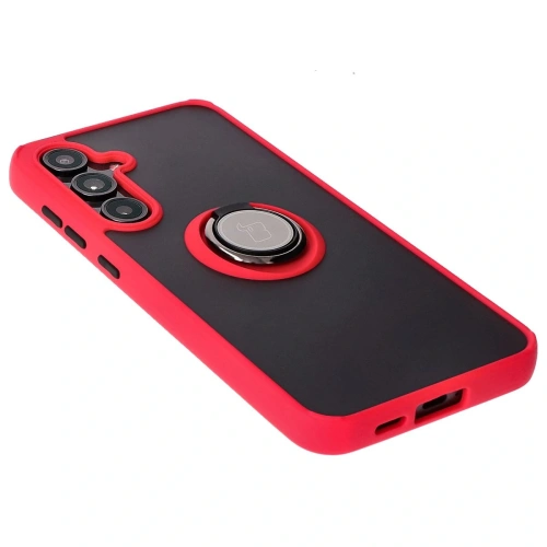 Kup Etui s úchytem na prst Bizon Case Hybrid Ring pro Samsung Galaxy S24 FE kouřové s červeným rámečkem - BIZ6555 - {ean13} - Sklep Home Screen