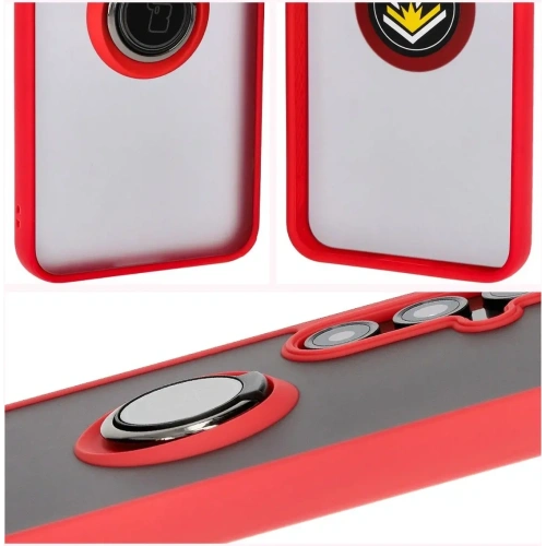 Kup Bizon Case Hybrid Ring Samsung Galaxy S24 FE füstös piros kerettel - BIZ6555 - {ean13} - Sklep Home Screen