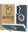 Etui z uchwytem na palec Bizon Case Hybrid Ring do Samsung Galaxy S24 FE kouřové s jasně modrým rámečkem