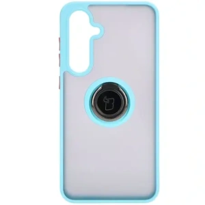 Kup Etui z uchwytem na palec Bizon Case Hybrid Ring do Samsung Galaxy S24 FE przydymione z jasnoniebieską ramką - BIZ6556 - {ean13} - Sklep Home Screen