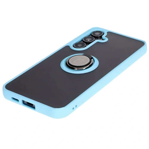 Kup Etui z uchwytem na palec Bizon Case Hybrid Ring do Samsung Galaxy S24 FE kouřové s jasně modrým rámečkem - BIZ6556 - {ean13} - Sklep Home Screen
