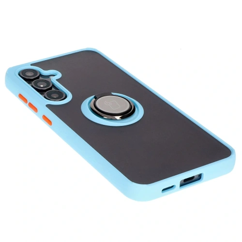 Kup Etui z uchwytem na palec Bizon Case Hybrid Ring do Samsung Galaxy S24 FE kouřové s jasně modrým rámečkem - BIZ6556 - {ean13} - Sklep Home Screen