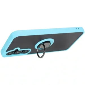 Kup Etui z uchwytem na palec Bizon Case Hybrid Ring do Samsung Galaxy S24 FE przydymione z jasnoniebieską ramką - BIZ6556 - {ean13} - Sklep Home Screen