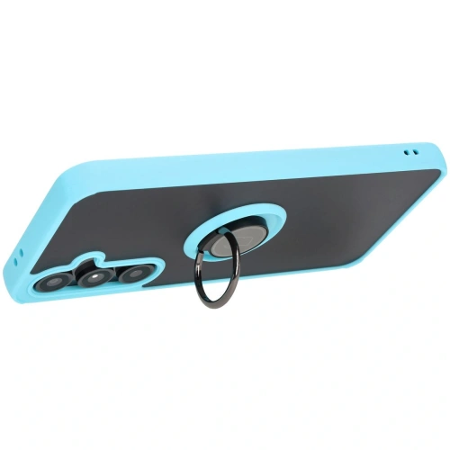 Kup Etui z uchwytem na palec Bizon Case Hybrid Ring do Samsung Galaxy S24 FE kouřové s jasně modrým rámečkem - BIZ6556 - {ean13} - Sklep Home Screen