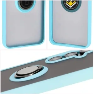 Kup Etui z uchwytem na palec Bizon Case Hybrid Ring do Samsung Galaxy S24 FE przydymione z jasnoniebieską ramką - BIZ6556 - {ean13} - Sklep Home Screen
