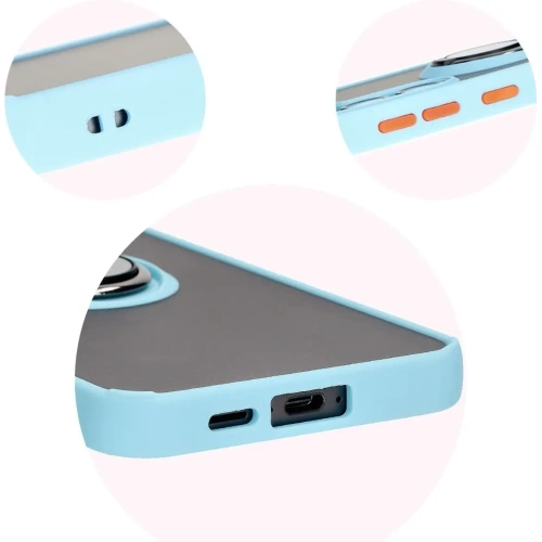 Kup Etui z uchwytem na palec Bizon Case Hybrid Ring do Samsung Galaxy S24 FE kouřové s jasně modrým rámečkem - BIZ6556 - {ean13} - Sklep Home Screen
