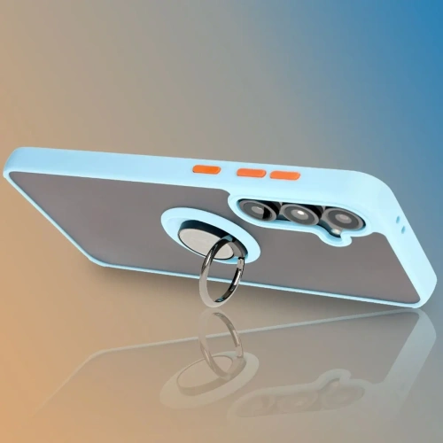 Kup Etui z uchwytem na palec Bizon Case Hybrid Ring do Samsung Galaxy S24 FE kouřové s jasně modrým rámečkem - BIZ6556 - {ean13} - Sklep Home Screen