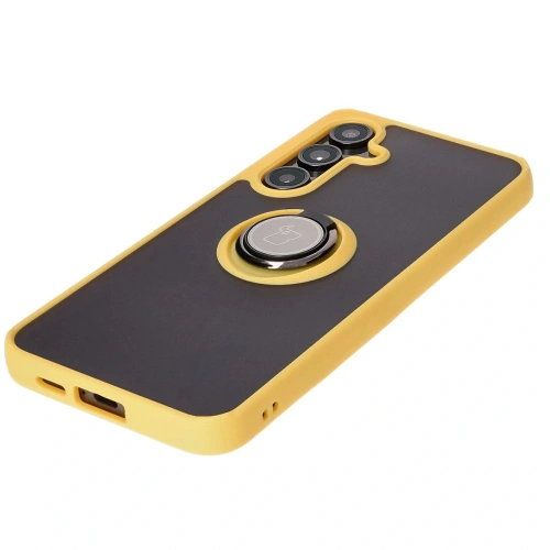 Buy Bizon Case Hybrid Ring Samsung Galaxy S24 FE smoky with a yellow frame - BIZ6557 - {ean13} - Home Screen Store Europe