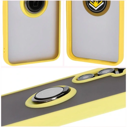 Buy Bizon Case Hybrid Ring Samsung Galaxy S24 FE smoky with a yellow frame - BIZ6557 - {ean13} - Home Screen Store Europe
