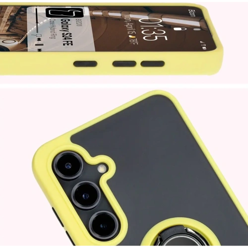 Kup Bizon Case Hybrid Ring Samsung Galaxy S24 FE fumuriu cu un cadru galben - BIZ6557 - {ean13} - Sklep Home Screen
