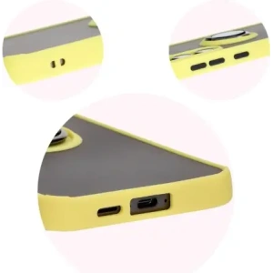 Kup Etui z uchwytem na palec Bizon Case Hybrid Ring do Samsung Galaxy S24 FE przydymione z żółtą ramką - BIZ6557 - {ean13} - Sklep Home Screen
