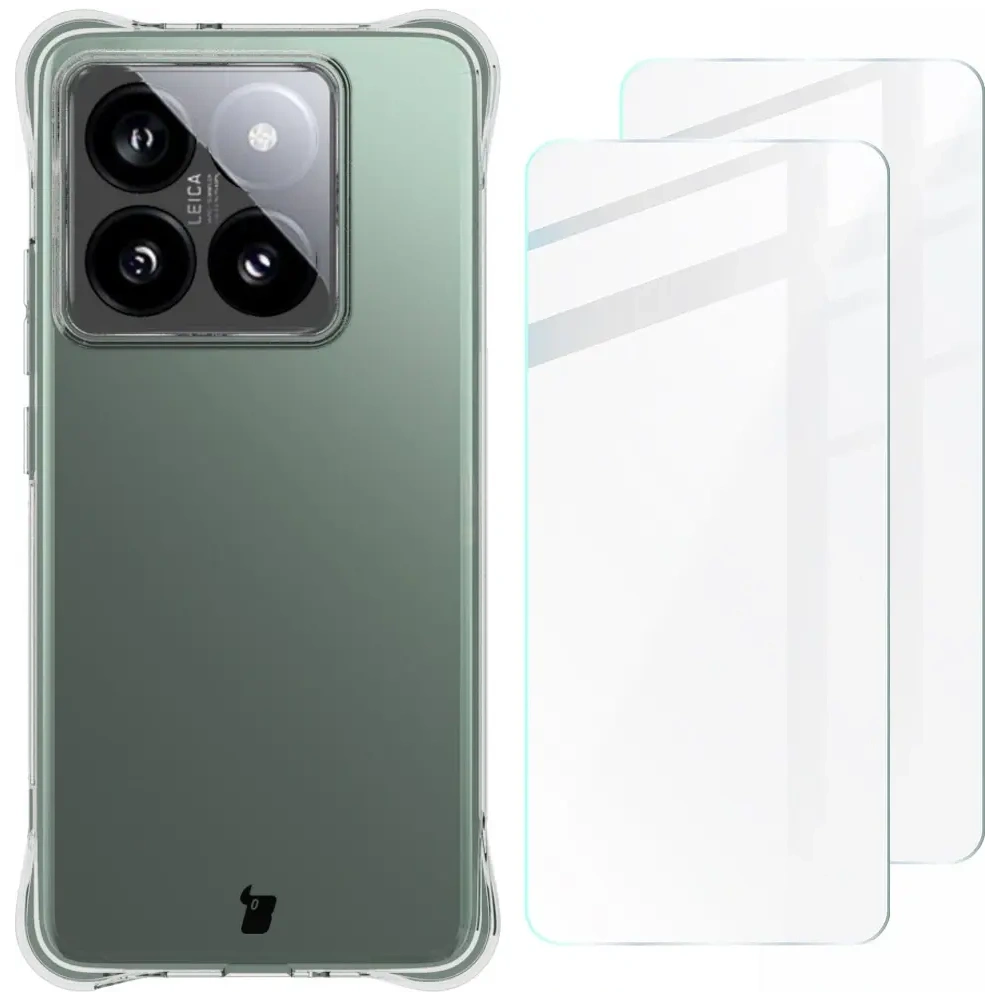 Etui + 2x szkło na ekran Bizon Case Clear Pack do Xiaomi 14T Pro przezroczyste