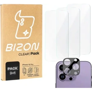 Kup 3x Szkło na ekran + szkło na aparat Bizon Clear do Apple iPhone 16 Pro - BIZ6567 - {ean13} - Sklep Home Screen