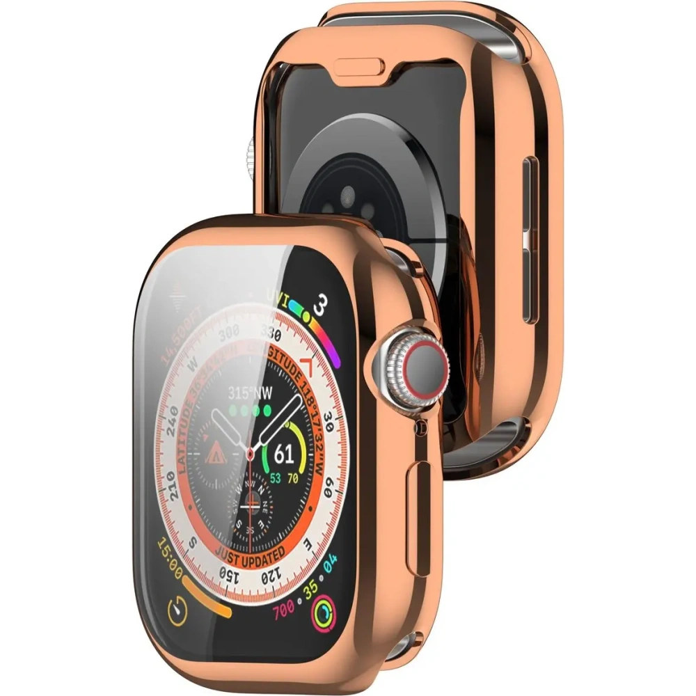 Etui z osłoną ekranu Bizon Case Watch Felipe do Apple Watch 10 / 11 42mm różowozłote