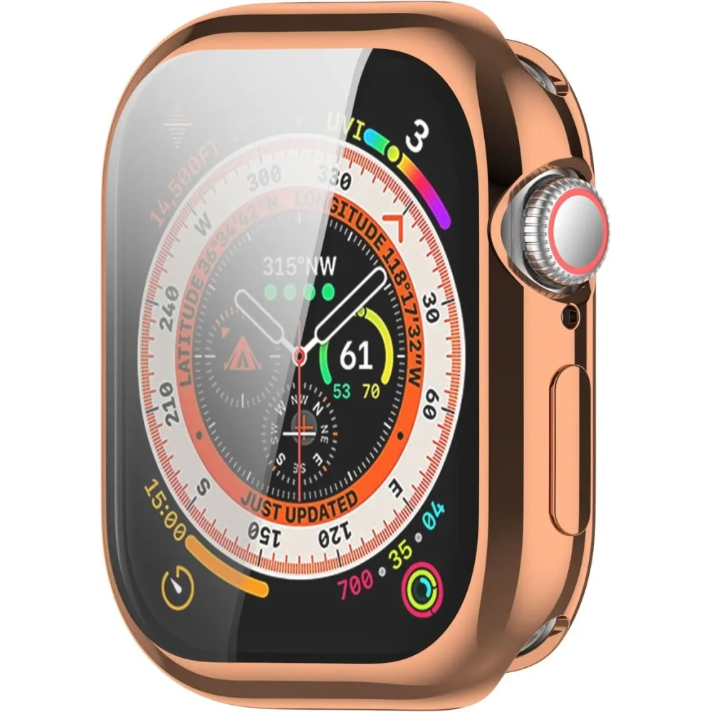 Etui z osłoną ekranu Bizon Case Watch Felipe do Apple Watch 10 / 11 42mm różowozłote