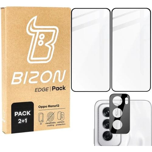 Kup Bizon Edge 3D Pachet 2x sticlă temperată cu cadru + sticlă pentru cameră Oppo Reno 12 - BIZ6571 - {ean13} - Sklep Home Screen