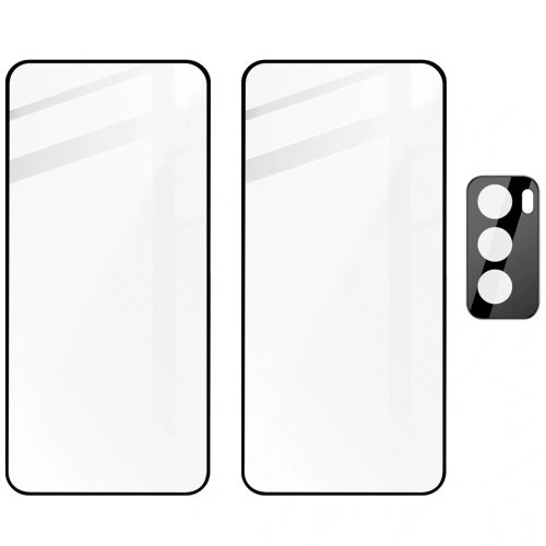 Buy Bizon Edge 3D Pack 2x tempered screen glass with frame + camera glass Oppo Reno 12 - BIZ6571 - {ean13} - Home Screen Store Europe