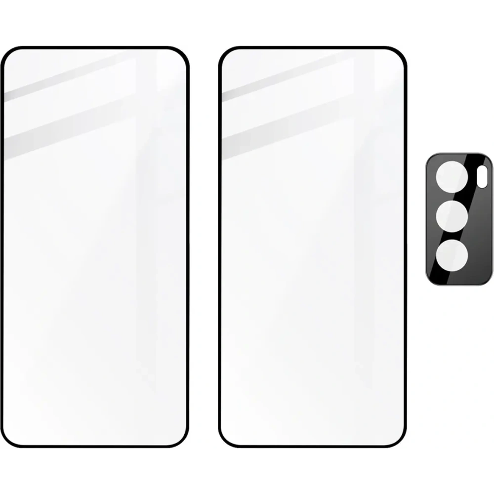 2x Szkło hartowane na ekran z ramką + szkło na aparat Bizon Edge 3D Pack do Oppo Reno 12
