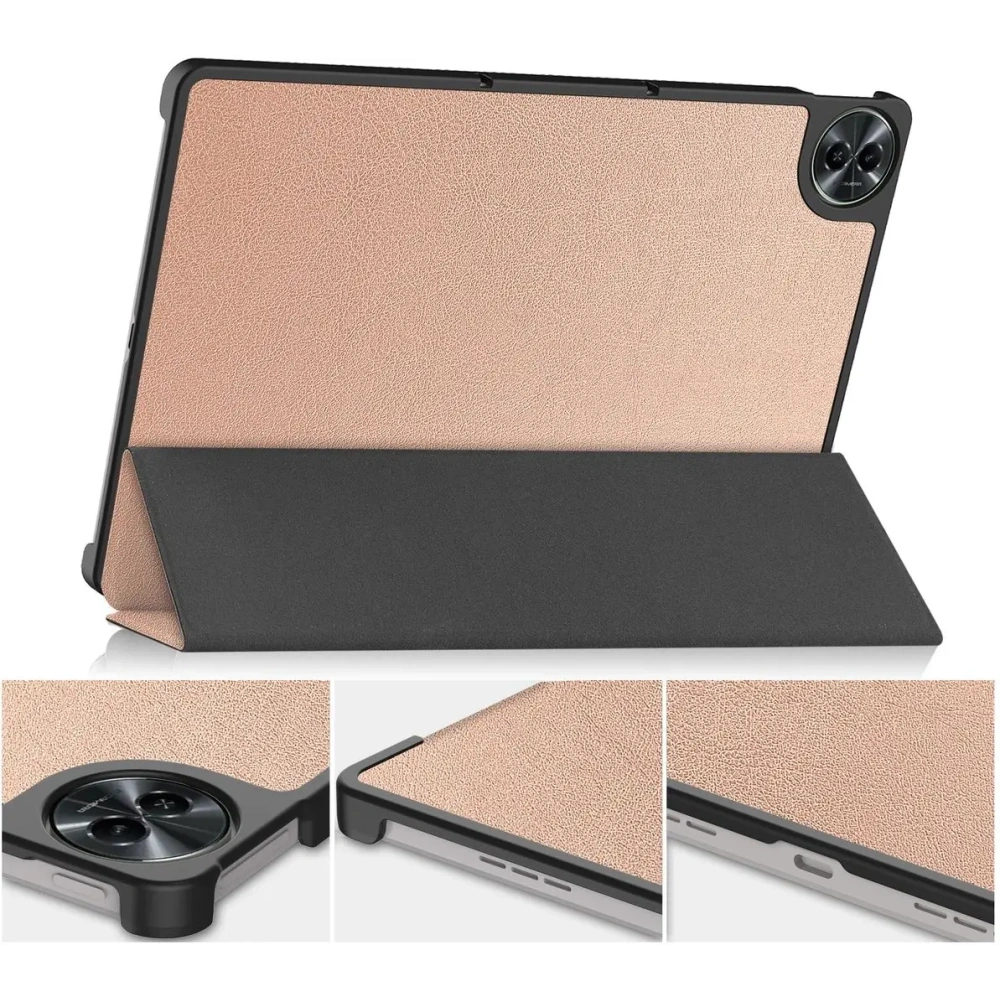 Etui z klapką Bizon Case Tab Croc do Realme Pad 2 11.5 różowozłoty