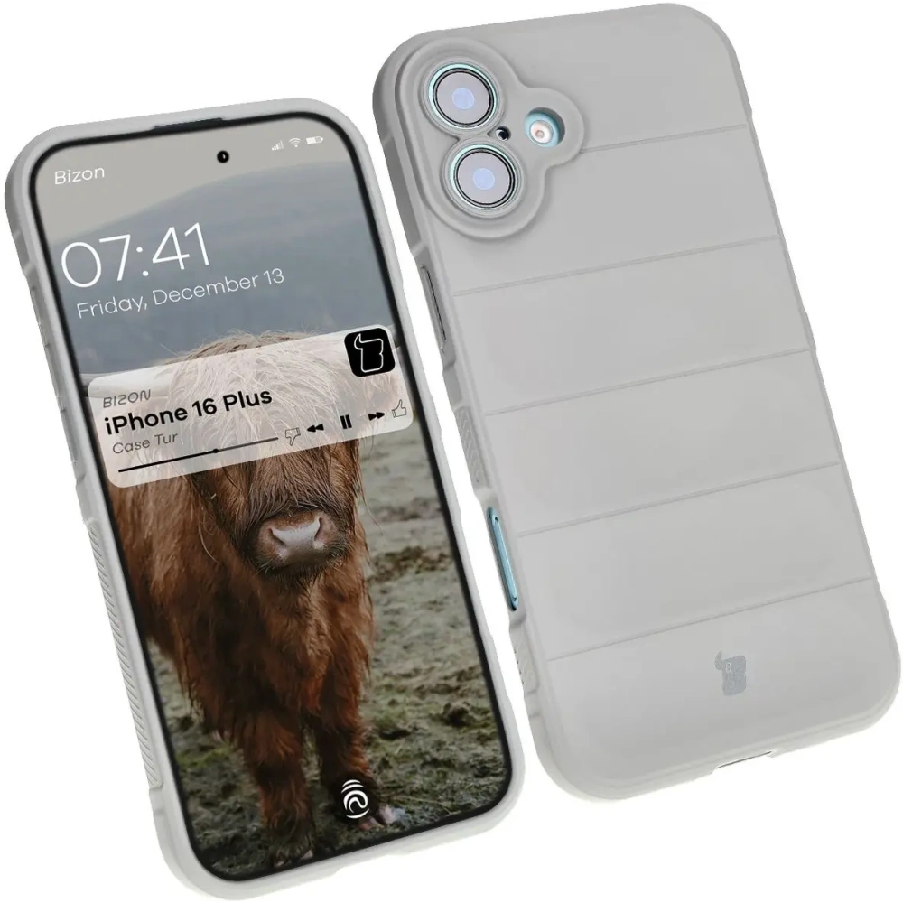 Pancerne etui Bizon Case Tur do Apple iPhone 16 Plus jasnoszare