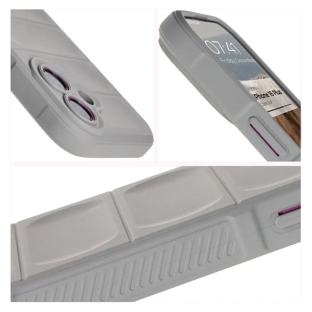 Pancerne etui Bizon Case Tur do Apple iPhone 16 Plus jasnoszare
