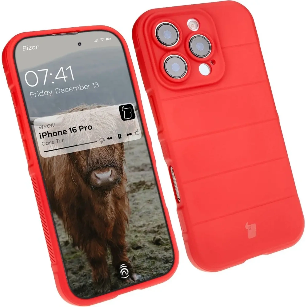 Pancerne etui Bizon Case Tur do Apple iPhone 16 Pro czerwone