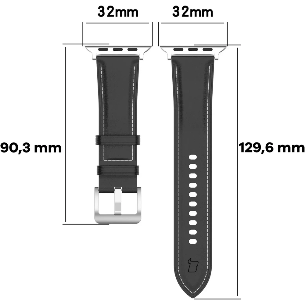 Skórzany pasek Bizon Strap Watch Casual do Apple Watch 38/40/41mm/S10 42mm czarny
