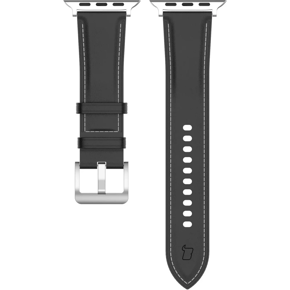Skórzany pasek Bizon Strap Watch Casual do Apple Watch 38/40/41mm/S10 42mm czarny