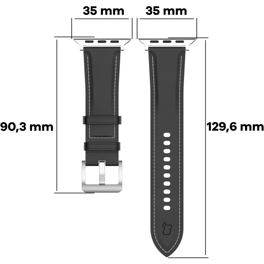 Skórzany pasek Bizon Strap Watch Casual do Apple Watch 44/45/46/49mm czarny