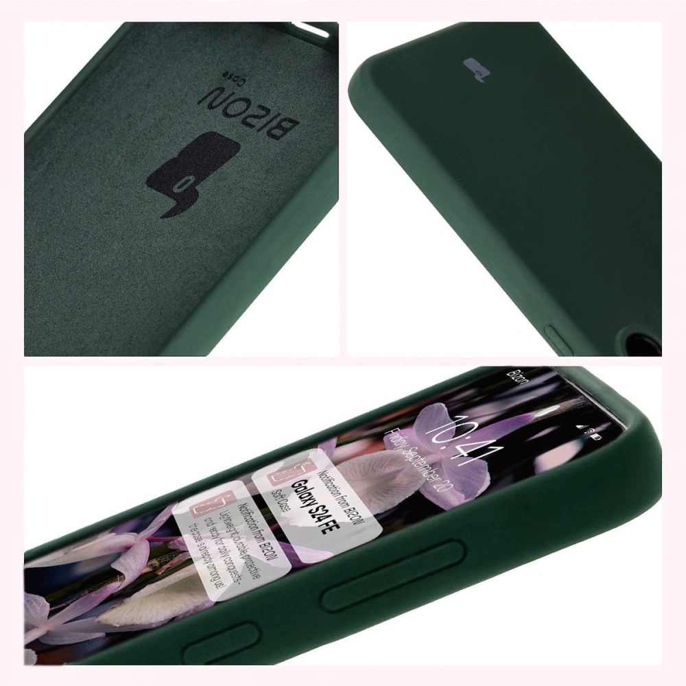 Silikonowe etui Bizon Soft Case do Samsung Galaxy S24 FE ciemnozielone