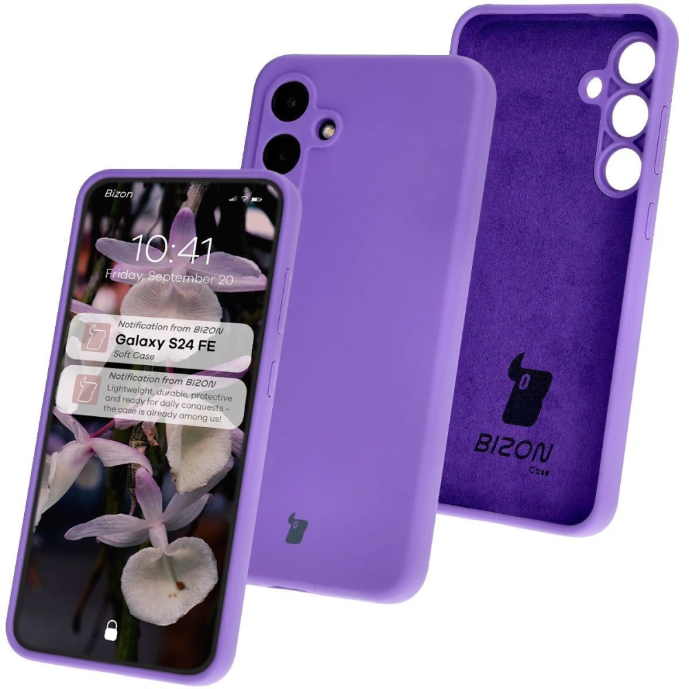 Silikonowe etui Bizon Soft Case do Samsung Galaxy S24 FE fioletowe