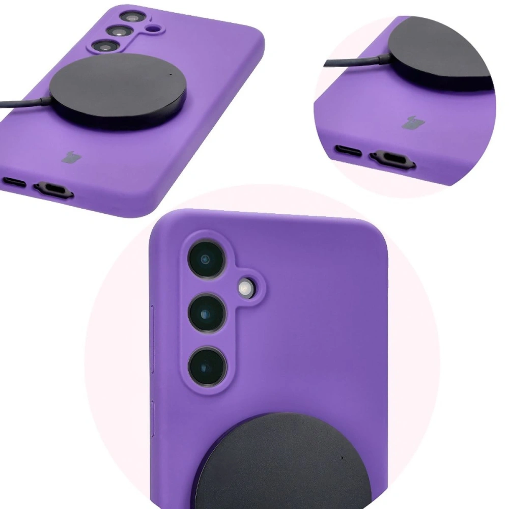 Silikonowe etui Bizon Soft Case do Samsung Galaxy S24 FE fioletowe