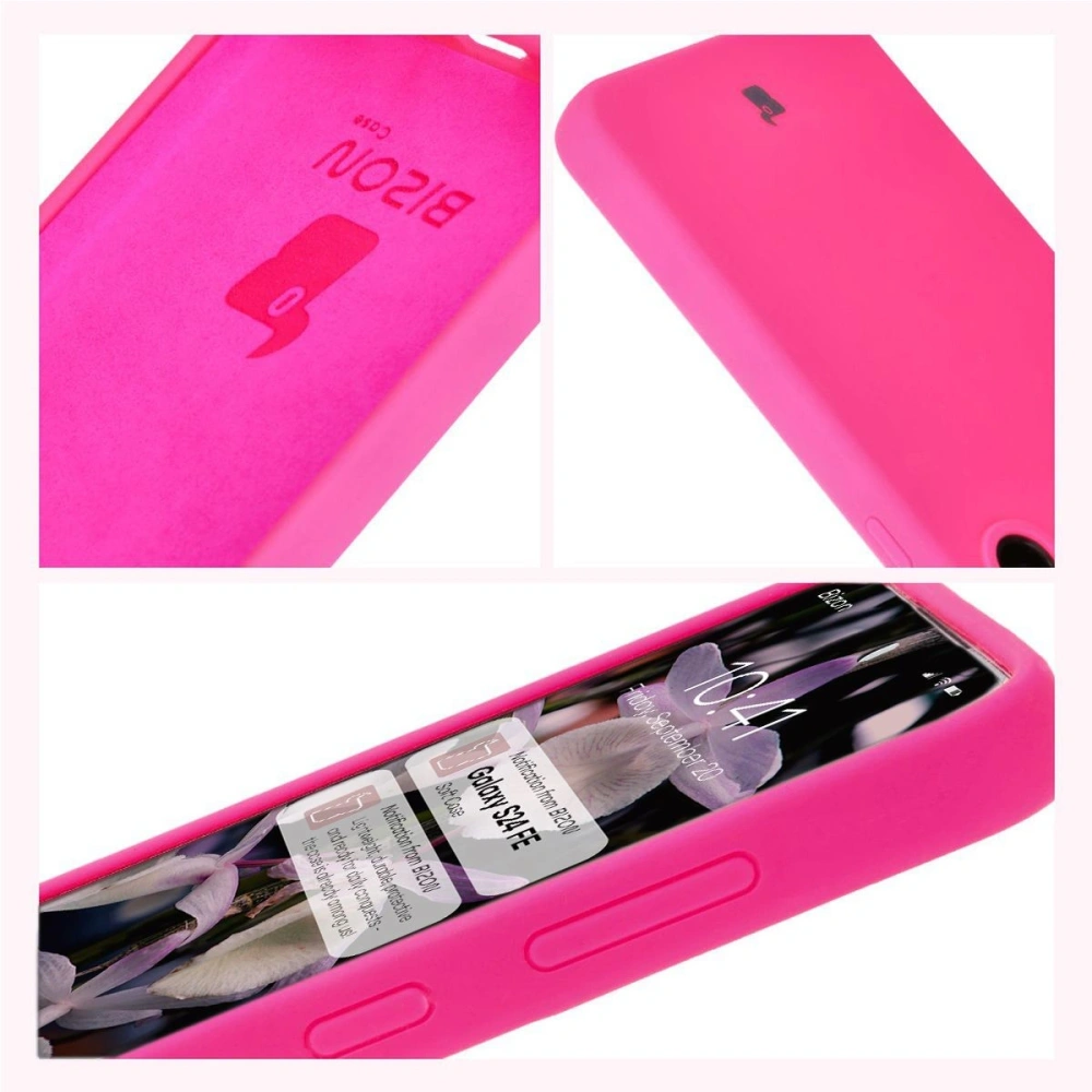 Silikonowe etui Bizon Soft Case do Samsung Galaxy S24 FE neonowo-różowe