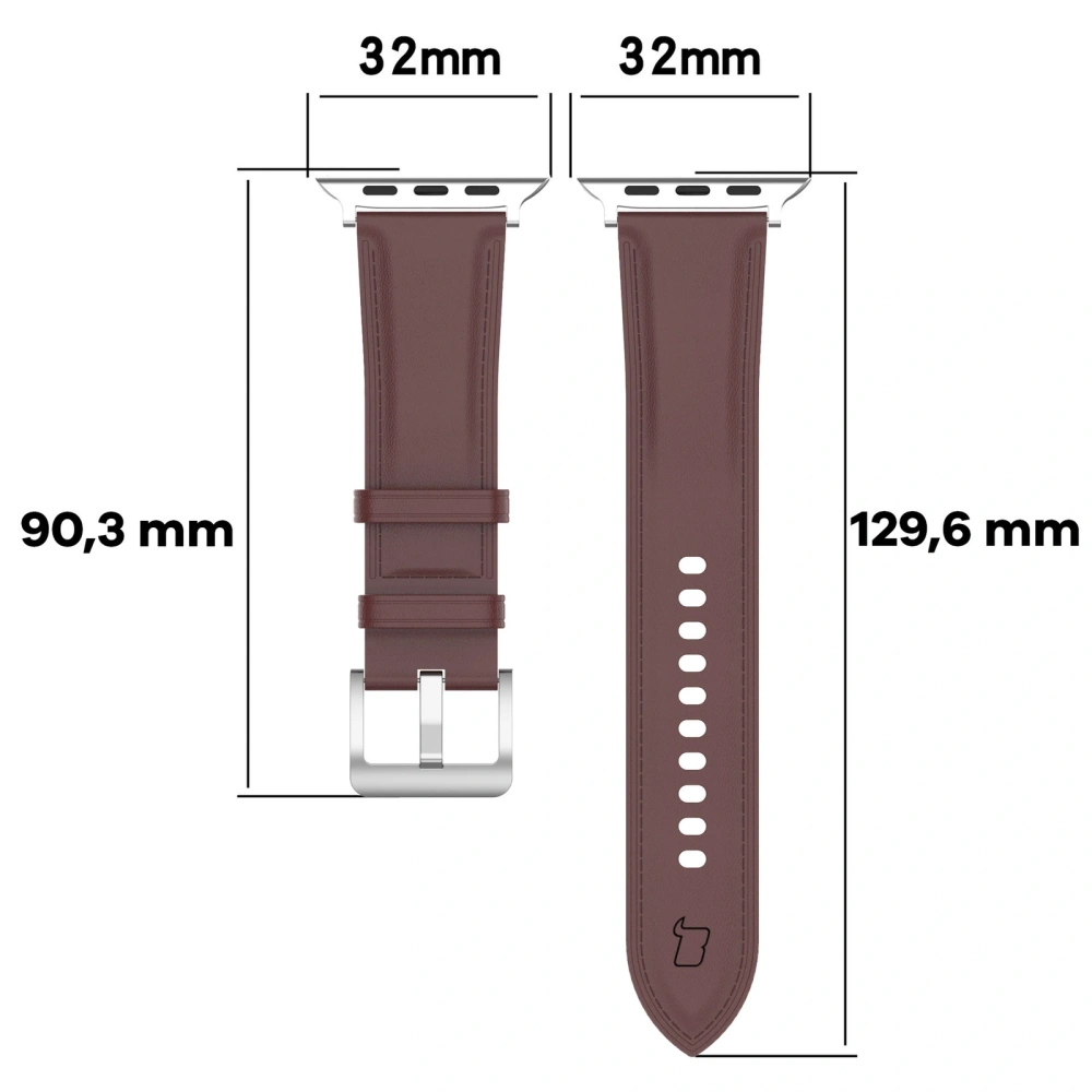Skórzany pasek Bizon Strap Watch Casual do Apple Watch 38/40/41mm/S10 42mm ciemnobrązowy