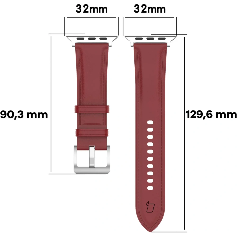 Skórzany pasek Bizon Strap Watch Casual do Apple Watch 38/40/41mm/S10 42mm czerwony
