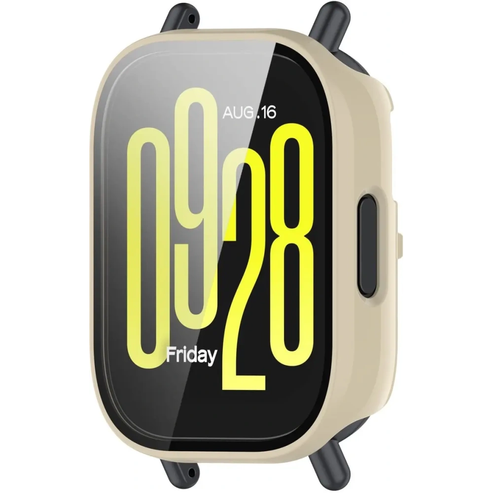 Etui ze szkłem do zegarka Bizon Case+Glass Watch do Xiaomi Redmi Watch 5 Lite beżowe