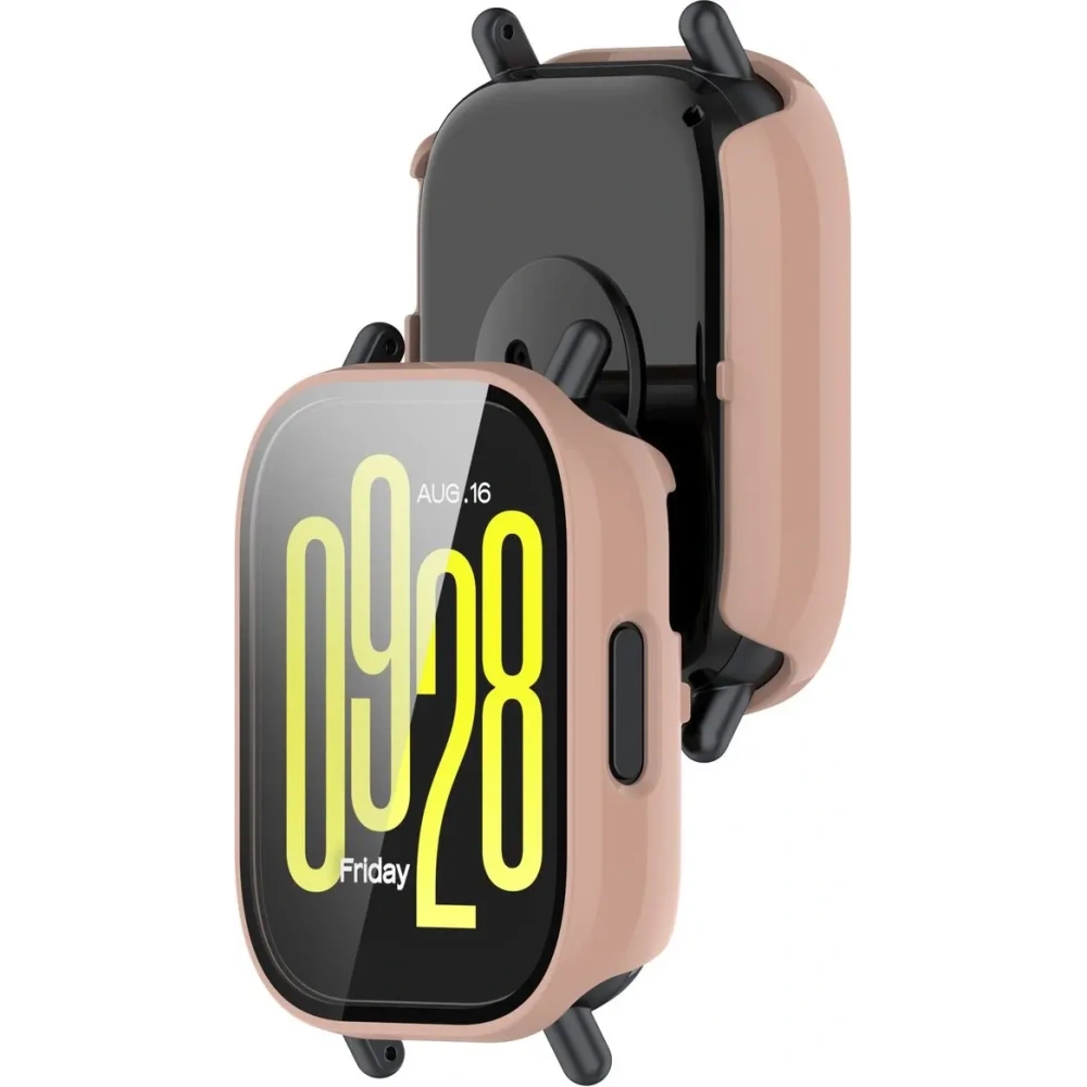 Etui ze szkłem do zegarka Bizon Case+Glass Watch do Xiaomi Redmi Watch 5 Lite różowe