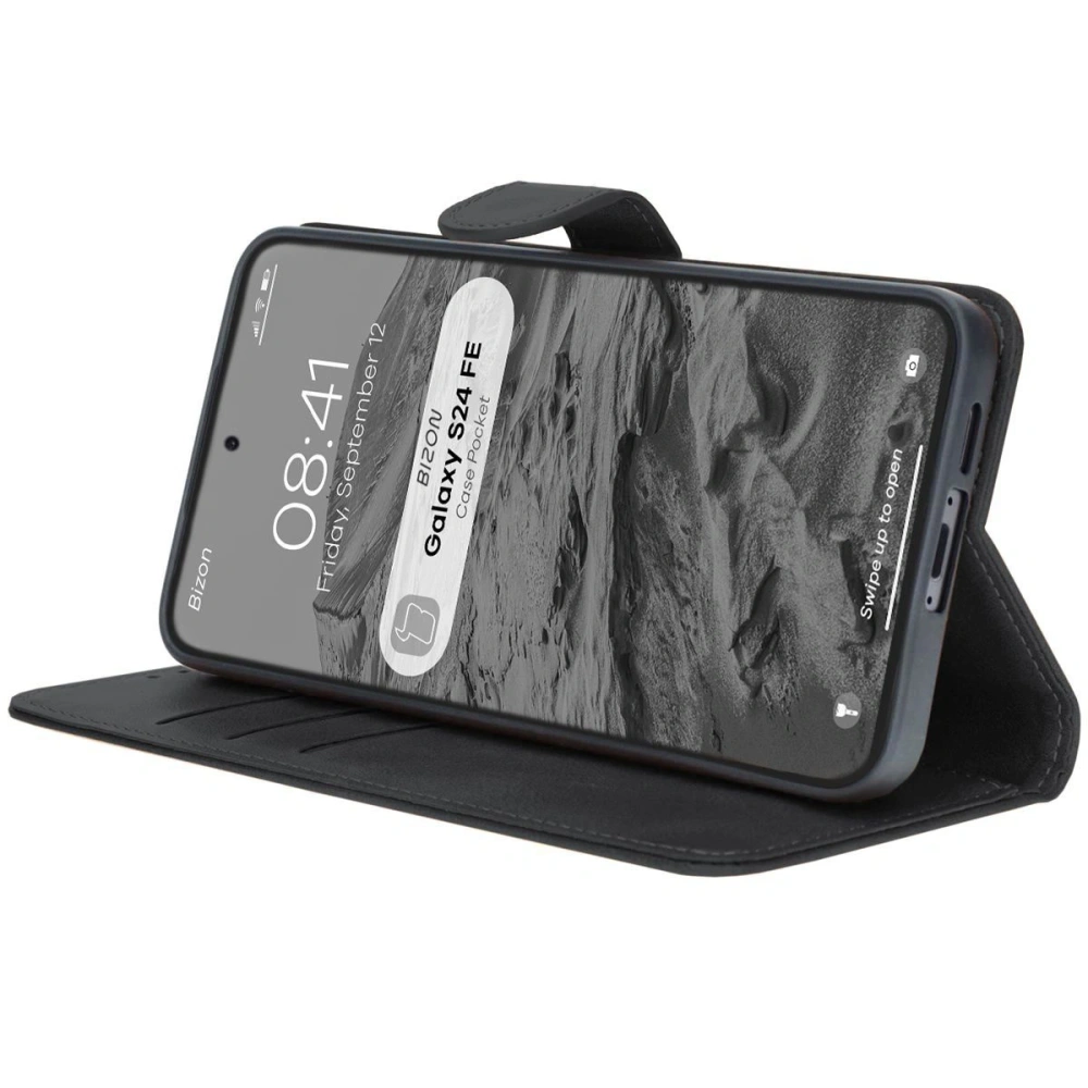 Etui z klapką Bizon Case Pocket do Samsung Galaxy S24 FE czarne