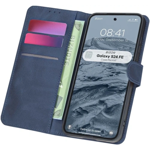 Kup Etui s klopou Bizon Case Pocket pro Samsung Galaxy S24 FE v modré barvě - BIZ6663 - {ean13} - Sklep Home Screen