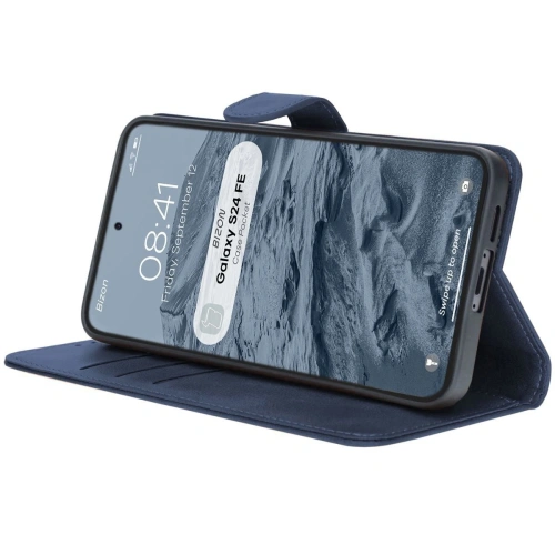 Kup Etui s klopou Bizon Case Pocket pro Samsung Galaxy S24 FE v modré barvě - BIZ6663 - {ean13} - Sklep Home Screen