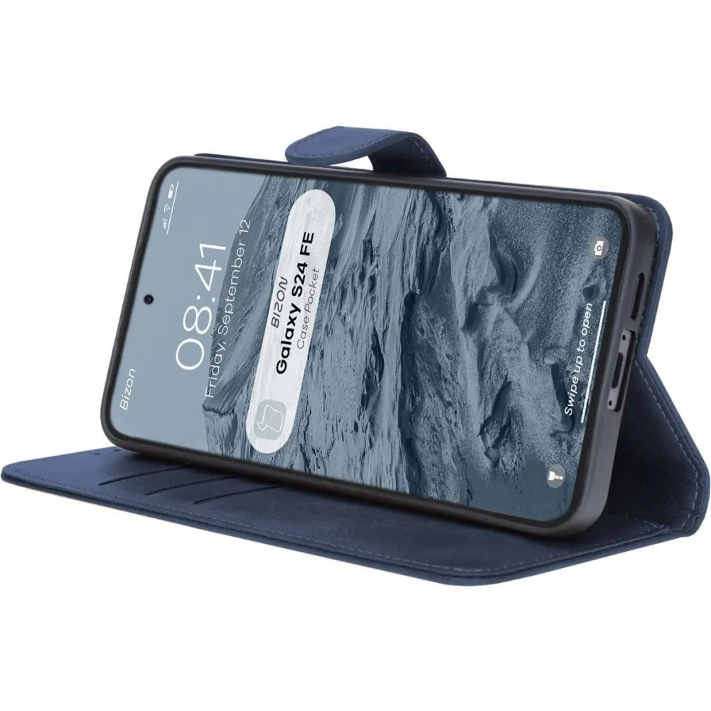 Etui z klapką Bizon Case Pocket do Samsung Galaxy S24 FE granatowe