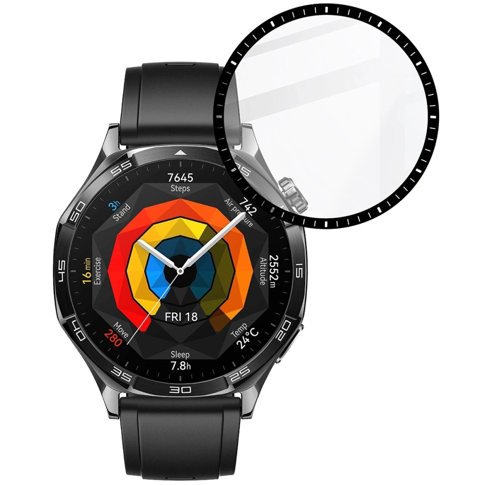 Szkło hybrydowe Bizon Glass Watch Edge Hybrid do Huawei Watch GT 5 46 mm czarne