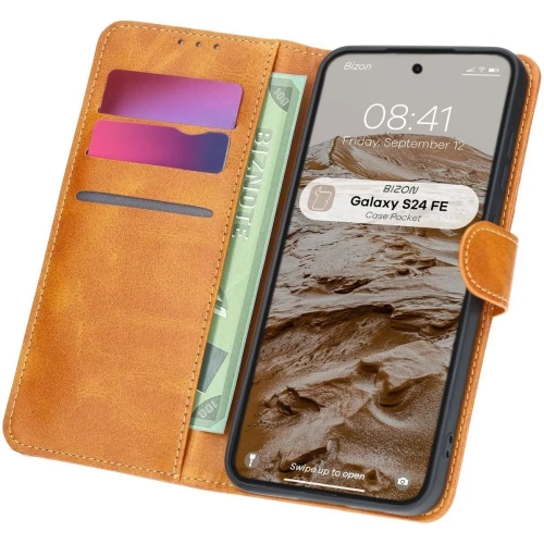Kup Etui z klapką Bizon Case Pocket do Samsung Galaxy S24 FE brązowe - BIZ6665 - {ean13} - Sklep Home Screen