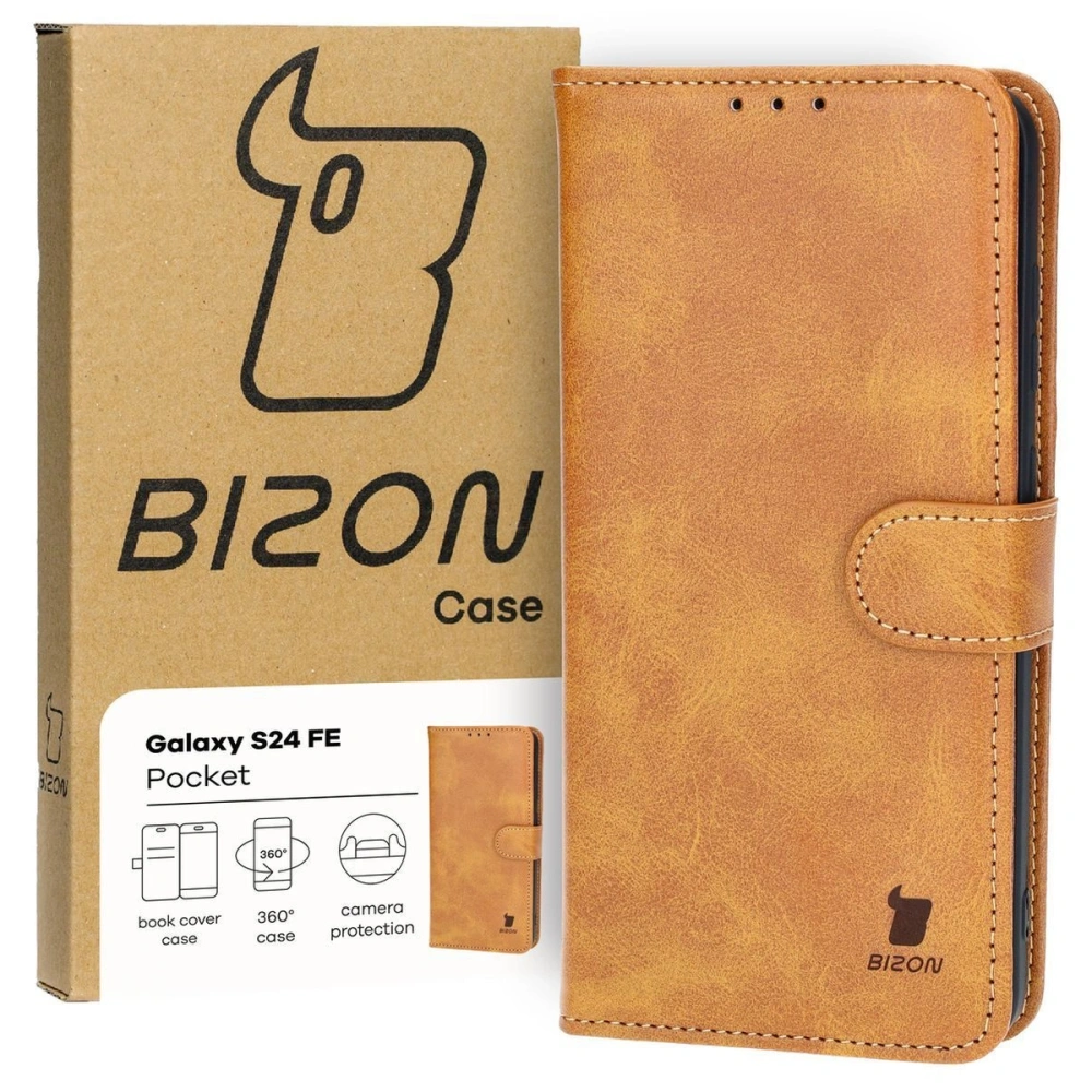 Etui z klapką Bizon Case Pocket do Samsung Galaxy S24 FE brązowe