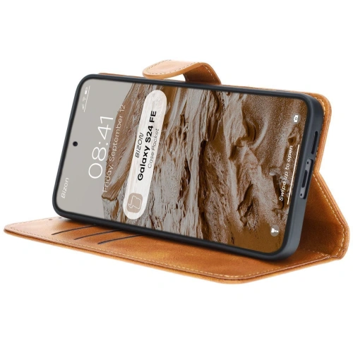 Kup Etui z klapką Bizon Case Pocket do Samsung Galaxy S24 FE brązowe - BIZ6665 - {ean13} - Sklep Home Screen