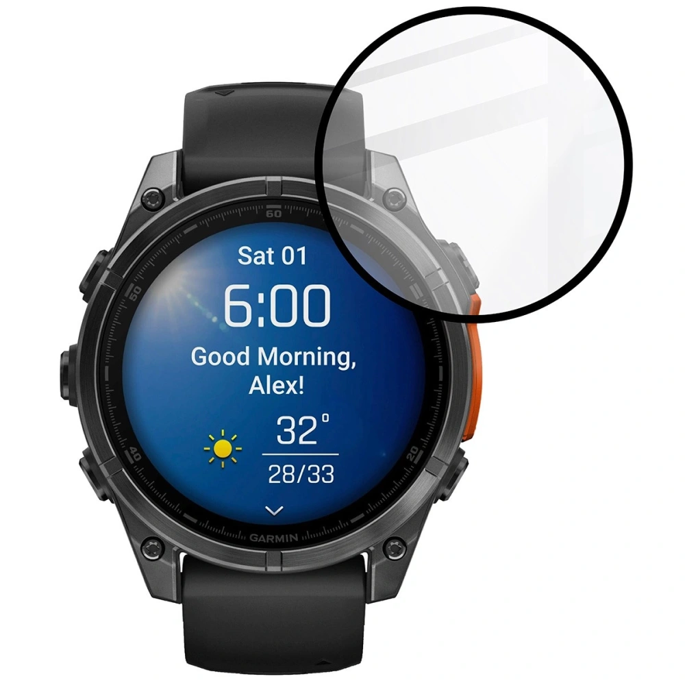 Szkło hybrydowe Bizon Glass Watch Edge Hybrid do Garmin Fenix 8 AMOLED 47 mm czarne