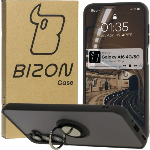 Kup Etui s úchopem na prst Bizon Case Hybrid Ring do Samsung Galaxy A16 4G/5G kouřové s černým rámem - BIZ6674 - {ean13} - Sklep Home Screen